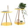 Conjunto de Mesa Apoio Lateral Redonda Sofia Pés Ferro Cobre Amarelo - 1