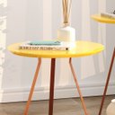 Ver imagem 3 de Conjunto de Mesa Apoio Lateral Redonda Sofia Pés Ferro Cobre Amarelo