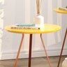 Conjunto de Mesa Apoio Lateral Redonda Sofia Pés Ferro Cobre Amarelo - 3