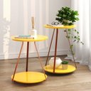 Ver imagem 2 de Conjunto de Mesa Apoio Lateral Redonda Sofia Pés Ferro Cobre Amarelo