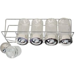 Porta Tempero Condimento De Vidro 5 Potes Horizontal De Inox - 2