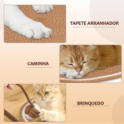 Arranhador Tapete Cama Gato Pet Animais Felino Brinquedo Relaxante Confortavel Anti Estresse Petshop - 6