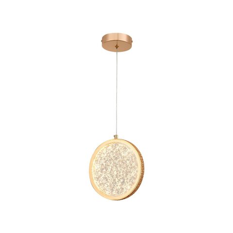 Pendente Disco Circulo Led 3 Cores Acrílico Dourado 12w Bivolt