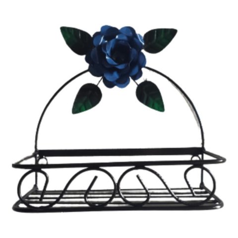 Porta Shampoo Rústico em Ferro:azul