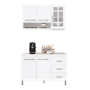Ver imagem 2 de Armário de Cozinha Modulada Compacta Fidelitá Viena 2 Peças 120cm 5 Portas 3 Gavetas com Tampo