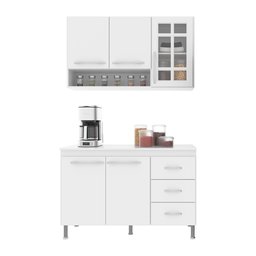 Cozinha Modulada Compacta Fidelitá Viena 2 Peças 120cm 5 Portas 3 Gavetas com Tampo - 3
