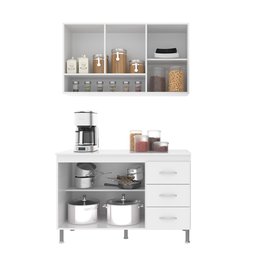Cozinha Modulada Compacta Fidelitá Viena 2 Peças 120cm 5 Portas 3 Gavetas com Tampo - 2
