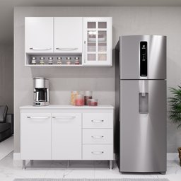 Cozinha Modulada Compacta Fidelitá Viena 2 Peças 120cm 5 Portas 3 Gavetas com Tampo - 1