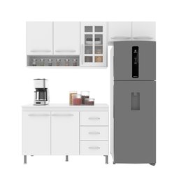 Cozinha Modulada Compacta Fidelitá Viena 3 Peças 190cm 7 Portas 3 Gavetas com Tampo - 3