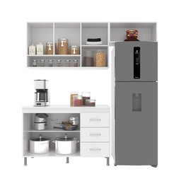 Cozinha Modulada Compacta Fidelitá Viena 3 Peças 190cm 7 Portas 3 Gavetas com Tampo - 2