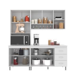 Cozinha Modulada Compacta Fidelitá Viena 3 Peças 190cm 9 Portas 3 Gavetas com Tampo - 2