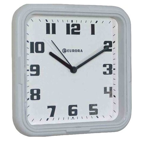 Relógio de Parede Eurora Cozinha Sala Quadrado Branco 6540