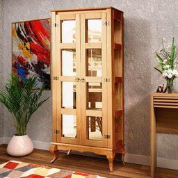 Cristaleira Rústica Madeira Maciça 2 Portas Vidro Lateral D113vl Mel Shop Jm - 1