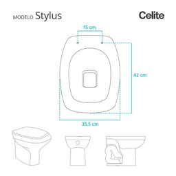 Assento Sanitário Soft Close Stylus Marrom Café para Vaso Celite - 3