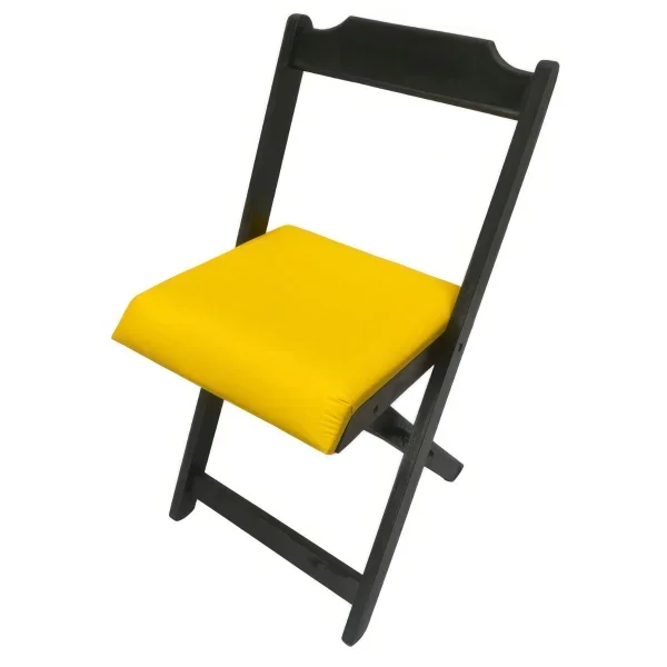 Conjunto Mesa Dobrável 70x70cm Preto C/ Estofado Amarelo - 4