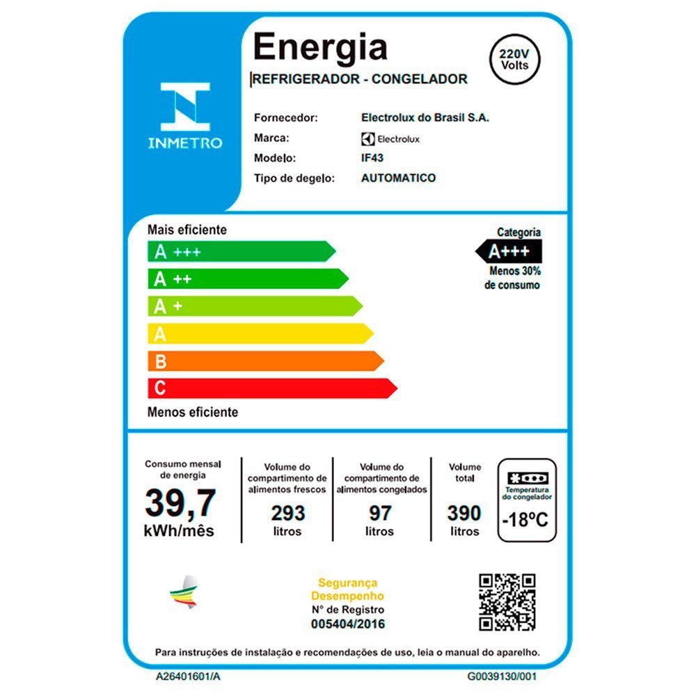 Geladeira Electrolux Inverter Frost Free Auto Sense 390 L IF43 - 15