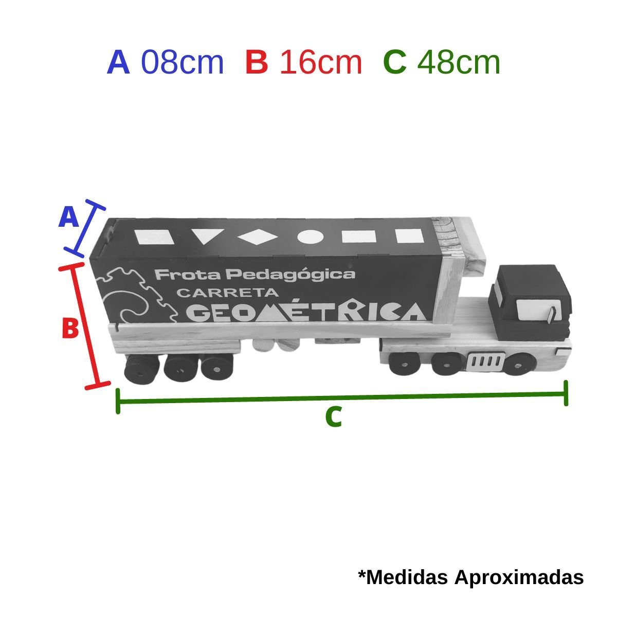 Caminhão Carreta de Brinquedo Grande de Madeira Educativo