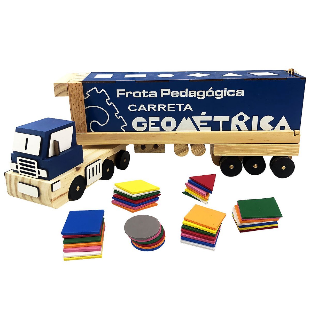 Caminhão Carreta de Brinquedo Grande de Madeira Educativo
