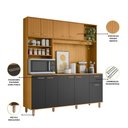 Ver imagem 4 de Kit Cozinha Núria 9 Portas 1 Gaveta MDF-MDP 180cm Grafite Pallazio