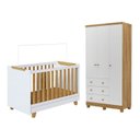 Ver imagem 2 de Quarto de Bebê com Guarda-Roupa 3 Portas e Berço 4 em 1 Minicama 100% MDF Mike Espresso Móveis Branc