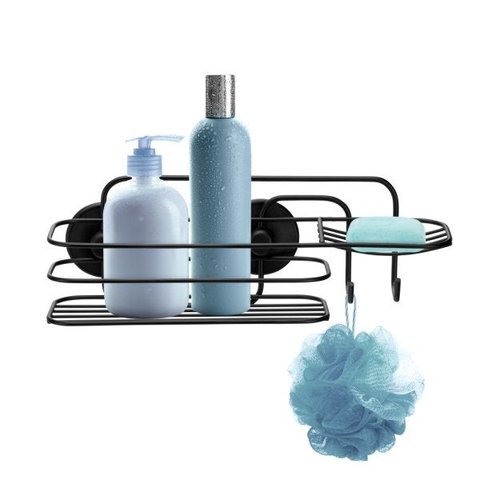 Porta Shampoo com Adesivo de Aço Black Sem Furos Fácil Instalação