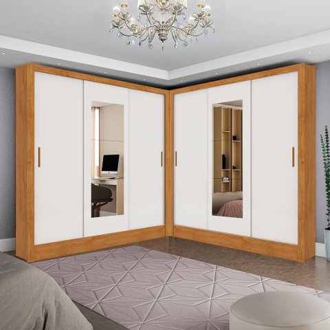 Closet Casal Duplo Dubai 06 Portas 06 Gavetas com Espelho Carioca Móveis