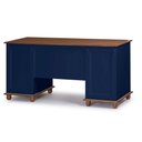 Ver imagem 3 de Escrivaninha 6 Gavetas Suporte de Teclado Divisor de Ambiente 50606 Linz Móveis-azul Petróleo/imbuia