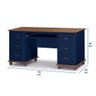 Escrivaninha 6 Gavetas Suporte de Teclado Divisor de Ambiente 50606 Linz Móveis-azul Petróleo/imbuia - 6