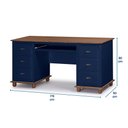 Ver imagem 6 de Escrivaninha 6 Gavetas Suporte de Teclado Divisor de Ambiente 50606 Linz Móveis-azul Petróleo/imbuia