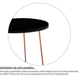 Jogo 2 Mesas de Canto Lateral Athenas Tripé Redonda MDF - Cobre/Preto - 3