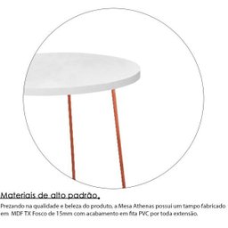 Jogo 2 Mesas de Canto Lateral Athenas Tripé Redonda MDF - Cobre/Branco - 3