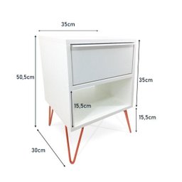 Mesa De Cabeceira Milão Nicho Quarto Mdf Branco Cobre - 6