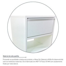 Mesa De Cabeceira Milão Nicho Quarto Mdf Branco Cobre - 3