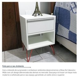 Mesa De Cabeceira Milão Nicho Quarto Mdf Branco Cobre - 2