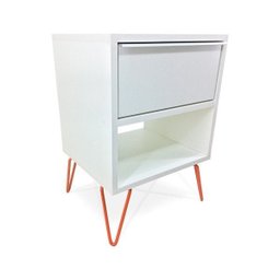 Mesa De Cabeceira Milão Nicho Quarto Mdf Branco Cobre - 1