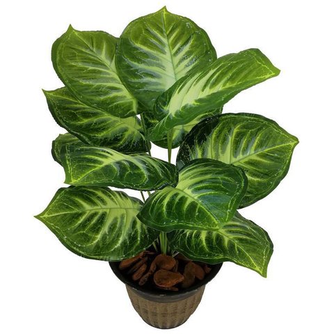 PLANTA ARTIFICIAL COMIGO NINGUEM PODE 12 FOLHAS 53CM DE VASO