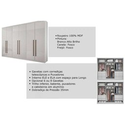 Guarda Roupa Casal 6 Portas e 8 Gavetas c/ Espelho Dello Plus Canela/FendiOff - Novo Horizonte - 5