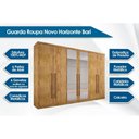 Ver imagem 5 de Guarda Roupa Casal 6 Portas e 8 Gavetas c/ Espelho Dello Plus Canela/FendiOff - Novo Horizonte