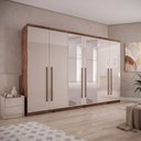 Ver imagem 1 de Guarda Roupa Casal 6 Portas e 8 Gavetas c/ Espelho Dello Plus Canela/FendiOff - Novo Horizonte