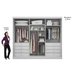 Guarda Roupa Casal 6 Portas e 8 Gavetas c/ Espelho Dello Plus Canela/FendiOff - Novo Horizonte - 3
