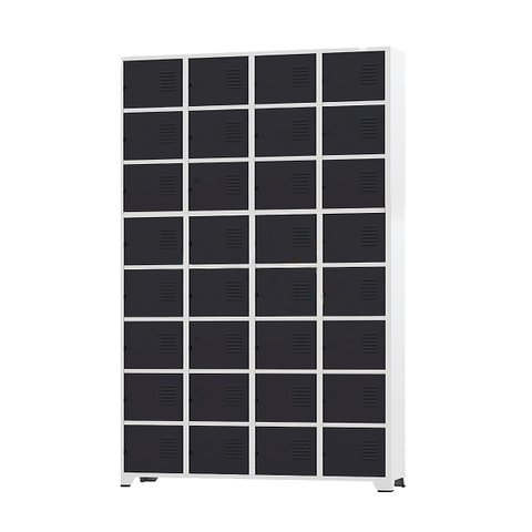 Armário Roupeiro de Aço para Vestiário 32 Portas Locker Preto com Chave