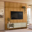 Ver imagem 4 de Painel para TV com Rack Orlando 75" 238cm MDF-MDP Portas de Correr Cumaru e Opala Madetec Móveis