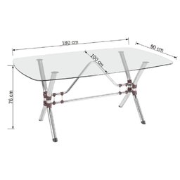 Mesa de Jantar Avila 180x100cm 08 Lugares Novabras - Novabras Incolor/cromado/tabaco - 2