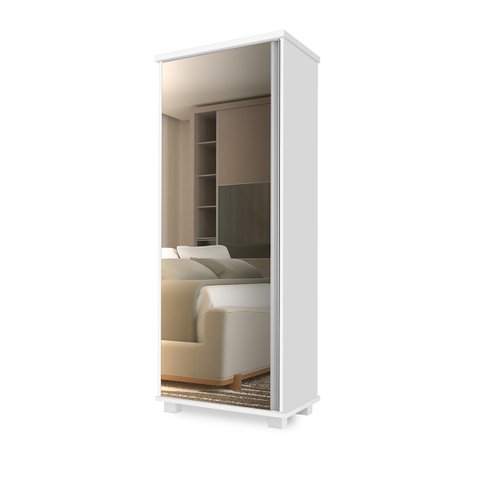 Armário Multiuso Splendore 1 Porta com Espelho Branco - Bela Móveis
