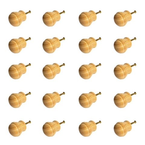 Kit 20 Puxadores de Madeira Redondos P/ Móveis Gavetas Armários Modelo Peão