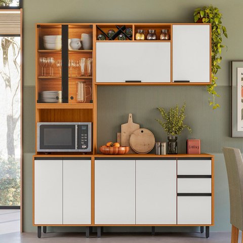 Armário de Cozinha Cp01 180cm Nala Freijó Uv/off Acetinado Z44 - Mpozenato
