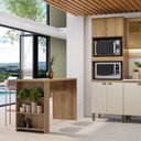 Ver mais imagens de Bancada para Cozinha com Prateleiras 135cm Finesse Yescasa Bege Cappuccino/Carvalho Mel