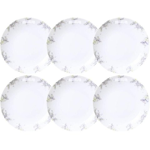 Conjunto 6 Pratos Fundos Porcelana Decorada 21cm Tramontina Fogli Mesa Posta Cozinha