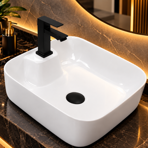 Cuba Sobrepor de Cerâmica para Banheiro/Lavabo 38x38x14 cm