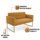 Ver imagem 3 de Sofá Namoradeira 2 Lugares Industrial Dourado Elisa Bouclê D03 - D’Rossi